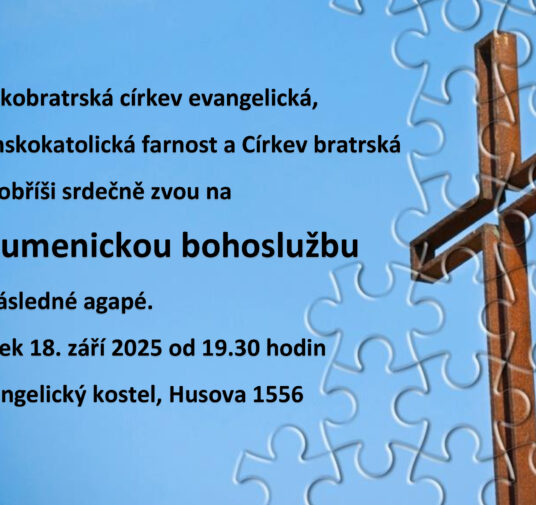 18. 9. od 19.30 Ekumenická bohoslužba v ČCE